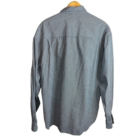 Eddie Bauer Navy Blue Micro Plaid Button Down Shirt Size XL Long Sleeve Cotton - Picture 2 of 8